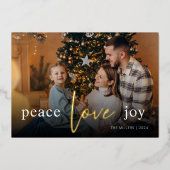Volledige foto met Peace Love Joy-letter Folie Feestdagenkaart (Voorkant)