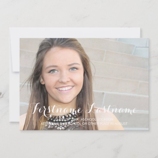 Volledige foto met script - Afstudeerfeest Kaart (Voorkant)