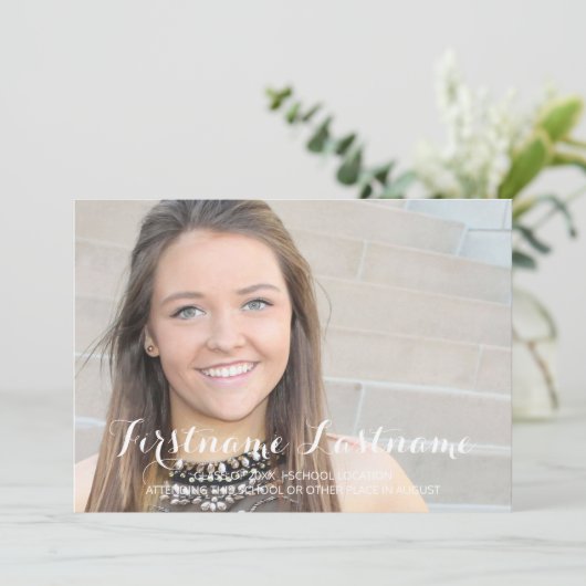 Volledige foto met script - Afstudeerfeest Kaart (Staand voorkant)