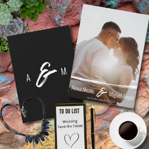 Volledige foto minimalistisch geschilderd huwelijk save the date