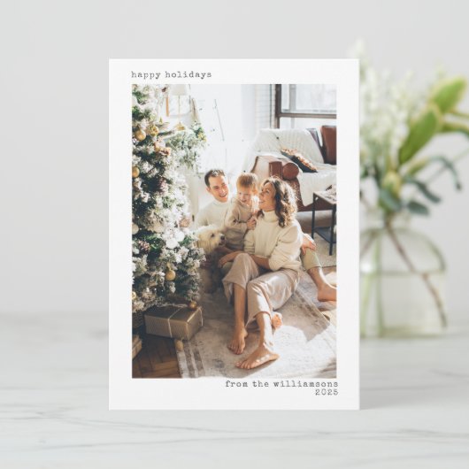 Volledige foto Minimalistische moderne typografie  Feestdagenkaart (Staand voorkant)