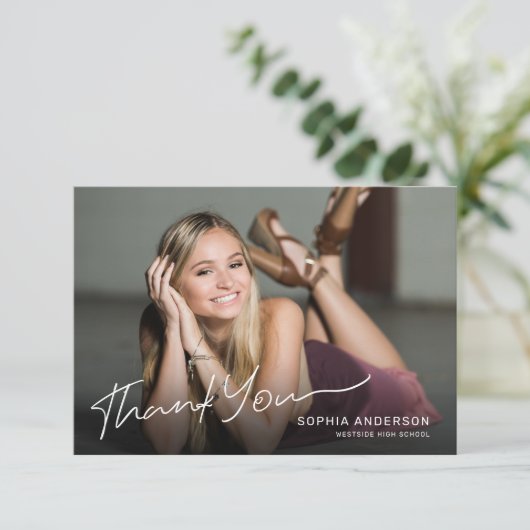 Volledige foto Modern Afstuderen Dank u Bedankkaart (Staand voorkant)