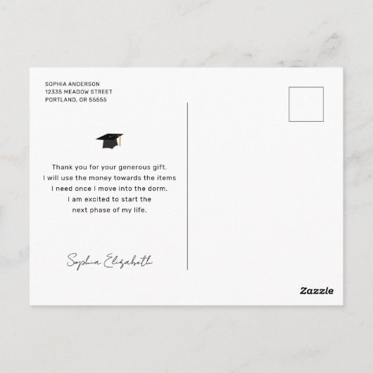 Volledige foto Modern Script Afstuderen Bedankt Briefkaart (Achterkant)