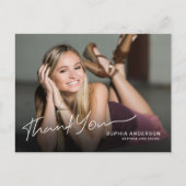 Volledige foto Modern Script Afstuderen Bedankt Briefkaart (Voorkant)