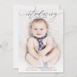 Volledige foto Moderne Geboorteaankondiging Blauw Aankondiging