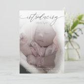 Volledige foto Moderne Geboorteaankondiging Roze Aankondiging (Staand voorkant)