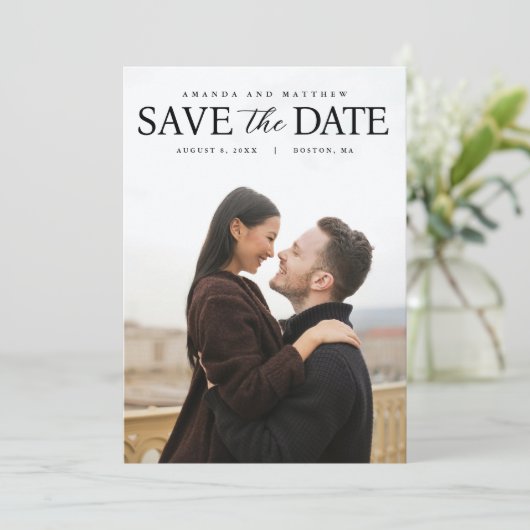 Volledige Foto Moderne Save the Date (Staand voorkant)