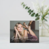 Volledige foto moderne script afstudeer dankjewel briefkaart (Staand voorkant)