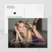 Volledige foto moderne script afstudeer dankjewel briefkaart (Voorkant / Achterkant)