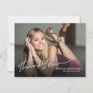 Volledige foto moderne script afstudeer dankjewel briefkaart
