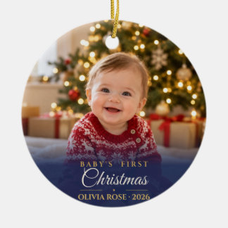 Volledige foto Navy Baby's Eerste Kerstmis Keramisch Ornament