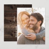 Volledige foto robuuste moderne donkere houten sav aankondigingskaart (Voorkant / Achterkant)