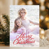 Volledige foto rode belettering overlay vrolijke k feestdagenkaart