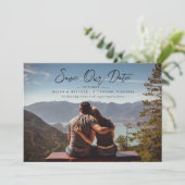 Volledige foto Rustic Hand Script Save the Date Kaart (Staand voorkant)
