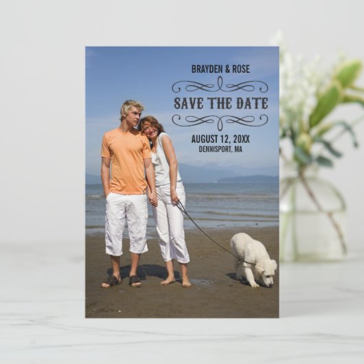 Volledige foto slaat de datum op save the date (Staand voorkant)