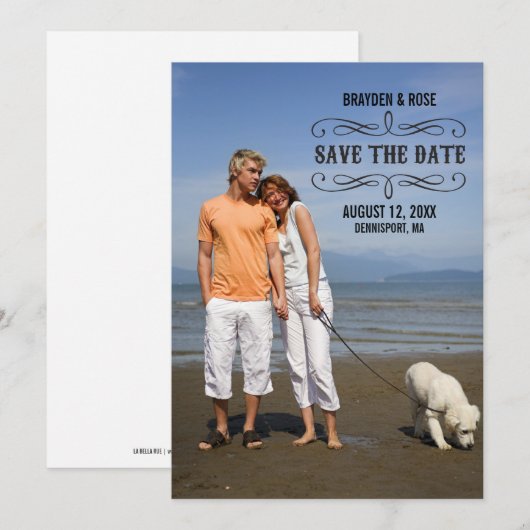 Volledige foto slaat de datum op save the date (Voorkant / Achterkant)