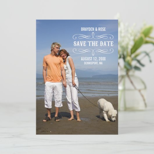 Volledige foto slaat de datum op save the date (Staand voorkant)