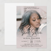 Volledige foto Sweet 16 uitnodiging Blush Script (Voorkant / Achterkant)
