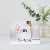 Volledige foto trendy script bedankkaart briefkaart (Staand voorkant)