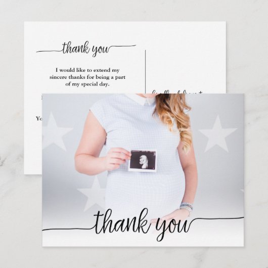 Volledige foto trendy script bedankkaart briefkaart (Voorkant / Achterkant)