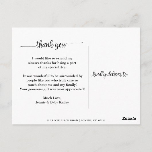 Volledige foto trendy script bedankkaart briefkaart (Achterkant)