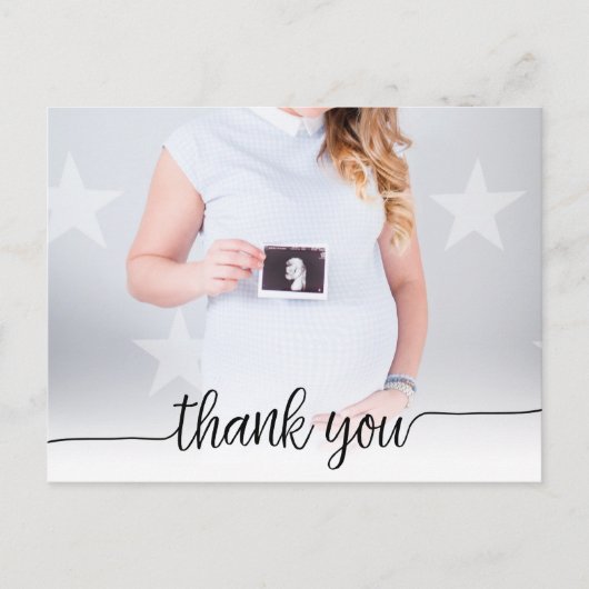 Volledige foto trendy script bedankkaart briefkaart (Voorkant)