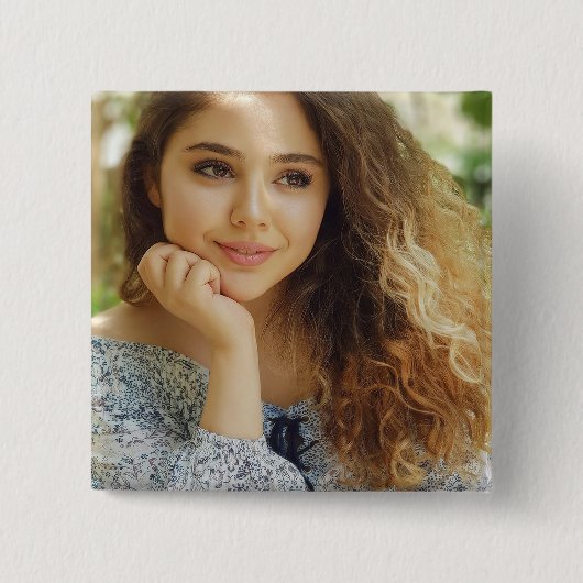 Volledige foto-upload vierkante button 5,1 cm (Voorkant)
