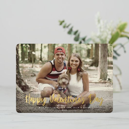 Volledige foto van de moderne Fijne Valentijnsdag Folie Feestdagenkaart (Staand Voorkant)