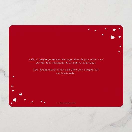 Volledige foto van de moderne Fijne Valentijnsdag Folie Feestdagenkaart (Achterkant)