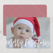 Volledige foto van Merry Kerstscript Feestdagenkaart (Voorkant / Achterkant)