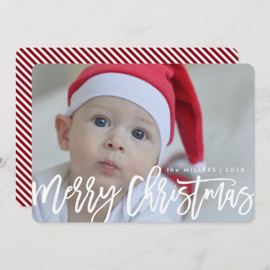 Volledige foto van Merry Kerstscript Feestdagenkaart (Voorkant / Achterkant)