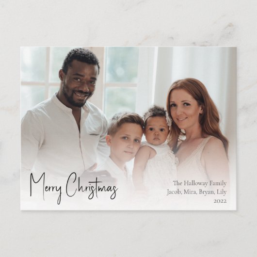 Volledige foto voor modern kerstscript feestdagenkaart (Voorkant)