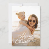 Volledige foto Witte belettering overlay Vrolijk k Feestdagenkaart (Voorkant)