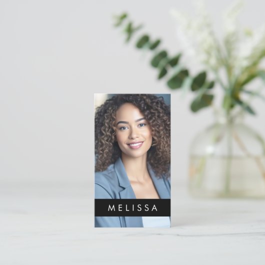 Volledige fotomoder minimalistische QR code zwart Visitekaartje (Staand voorkant)