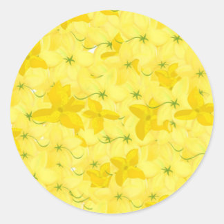 Volledige Gele Bloemexplosie Ronde Sticker