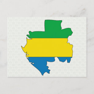 Volledige grootte Gabon Flag Map Briefkaart