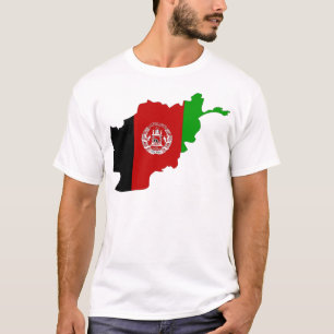 Volledige grootte van de Afghaanse vlaggenkaart T-shirt