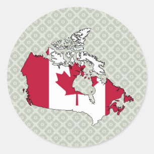 Volledige grootte van de Canadese vlaggenkaart Ronde Sticker