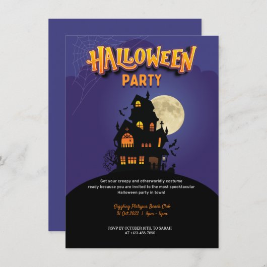 VOLLEDIGE HALLOWEEN PARTIJ KAART (Voorkant / Achterkant)