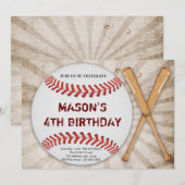 Volledige honkbalverjaardagsuitnodiging kaart (Voorkant / Achterkant)
