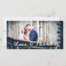 Volledige horizontale bruiloft dank u fotokaart bedankkaart