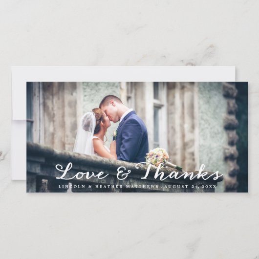 Volledige horizontale bruiloft dank u fotokaart bedankkaart (Voorkant)