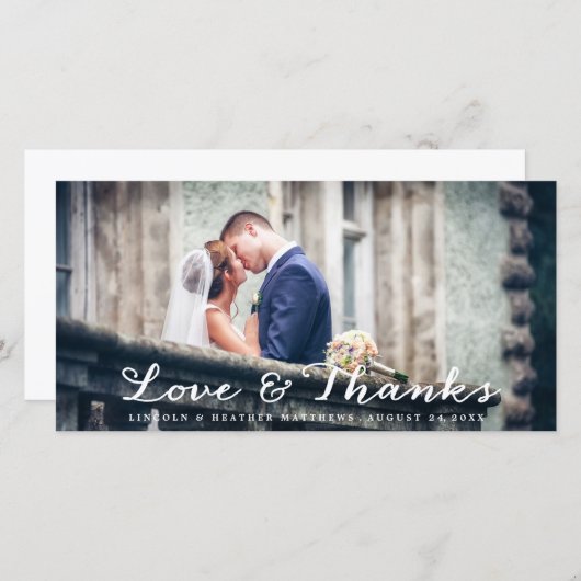 Volledige horizontale bruiloft dank u fotokaart bedankkaart (Voorkant / Achterkant)