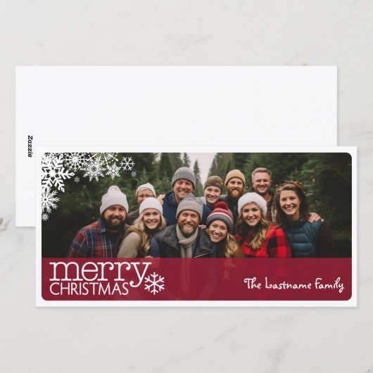 Volledige horizontale foto - Rode kerst Feestdagenkaart (Voorkant / Achterkant)