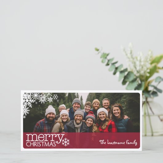 Volledige horizontale foto - Rode kerst Feestdagenkaart (Staand voorkant)