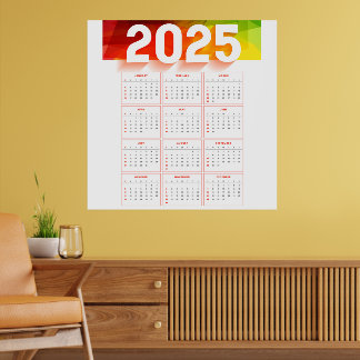 Volledige jaarlijkse minimale verticale kalender 2 poster