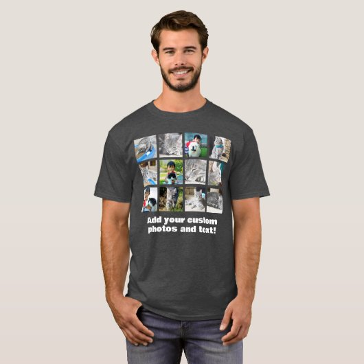 Volledige Kleur 12 Foto Mozaïek Afbeelding Collage T-shirt (Voorkant volledig)