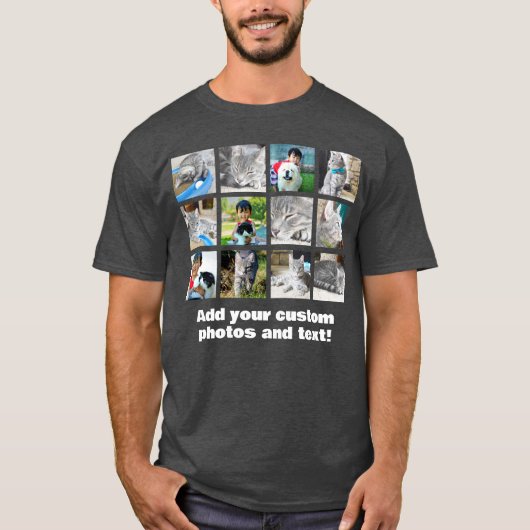 Volledige Kleur 12 Foto Mozaïek Afbeelding Collage T-shirt (Voorkant)