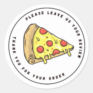 Volledige kleuren Pizza Slice Verlof Review Dank u Ronde Sticker