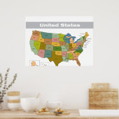 Volledige kleurenkaart van de Verenigde Staten Poster (Keuken)